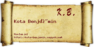 Kota Benjámin névjegykártya